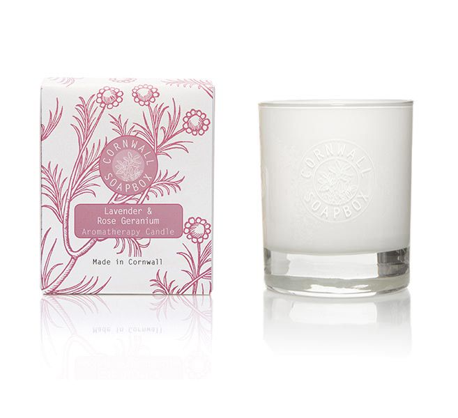 Lavender and Rose Geranium Glass Aromatherapy Candle