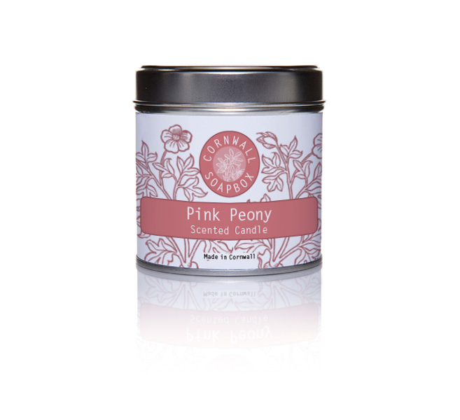 Pink Peony Scented Candle Cornwall SoapBox